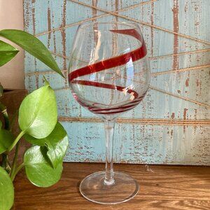 Pier 1 Imports Swirline Red Balloon Wine Glasses (Set of 4) Retired 8-1/2” Tall